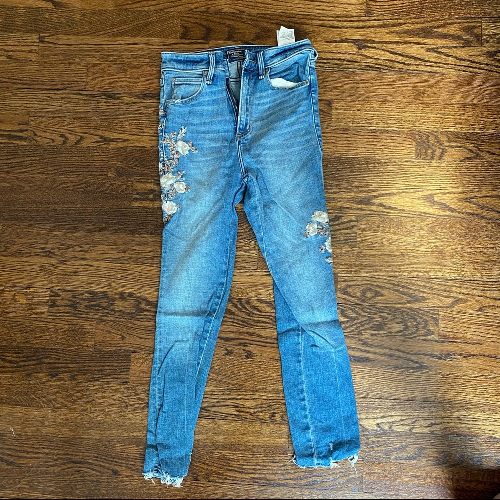 Abercrombie & Fitch Blue Floral Skinny Jeans